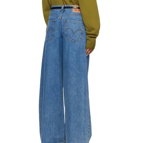 Levi's Blue '94 Baggy Wide Leg Jeans Raw‎ Distressed Hem Size 29 - Picture 2 of 13